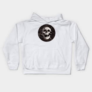 Halloween, aesthetics, skull, devil, ghost, spooky, creepy, skeleton, moon, marble, butterfly, retro, vintage, gothic, horror Kids Hoodie